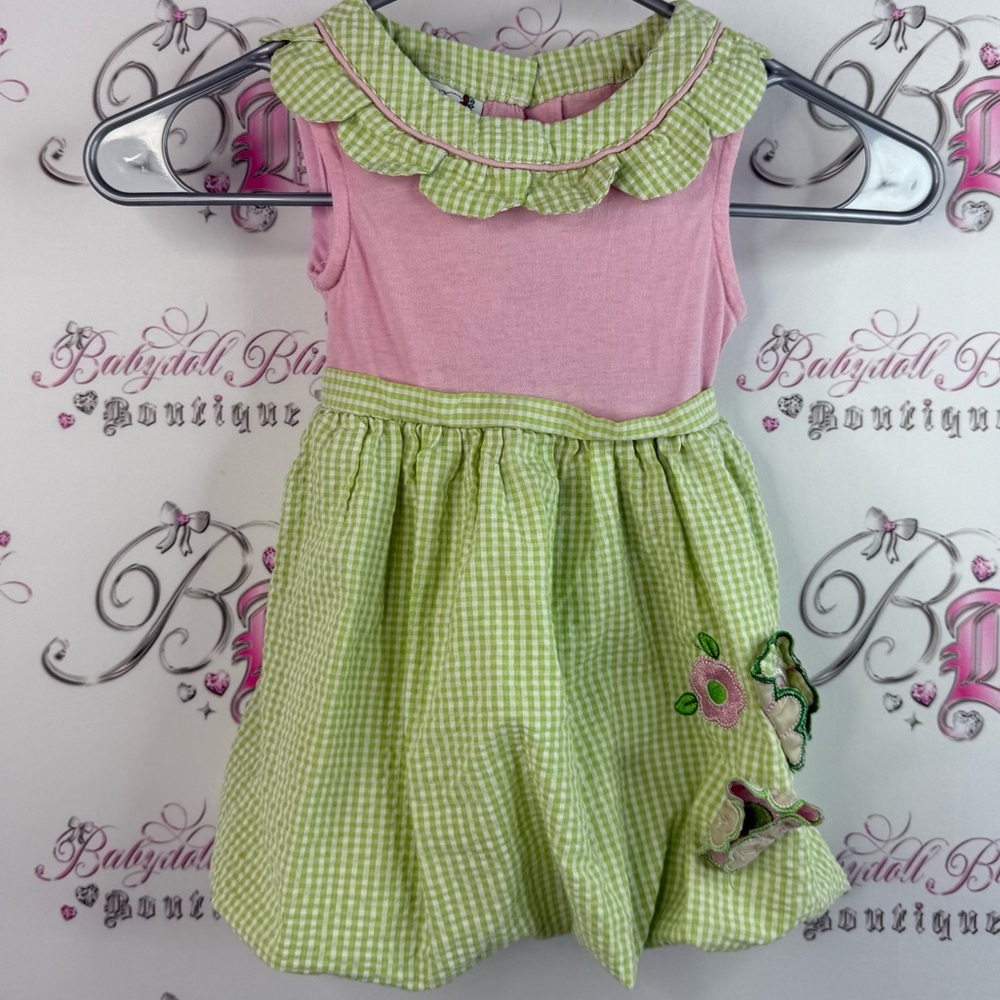 Samara dress plaid gingham floral 3ad flowers Pink and Green Kids Dress